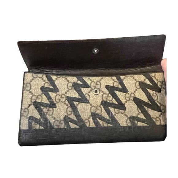 Gucci continental wallet lightning bolt in Navy w/COA vintage Rare - Picture 15 of 16